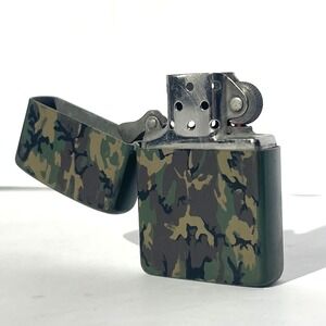 1985 Vintage Zippo Lighter Army Camo Camouflage Green Matte Finish Gift Grunge